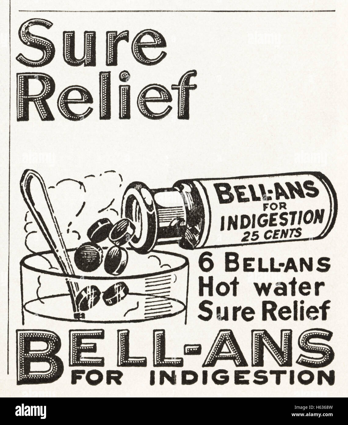 1920er Jahre Werbung Werbung aus original alten Vintage American datiert  1921 Zeitschriftenwerbung Bell-Ans-Tabletten zur Linderung von  Verdauungsstörungen Stockfotografie - Alamy