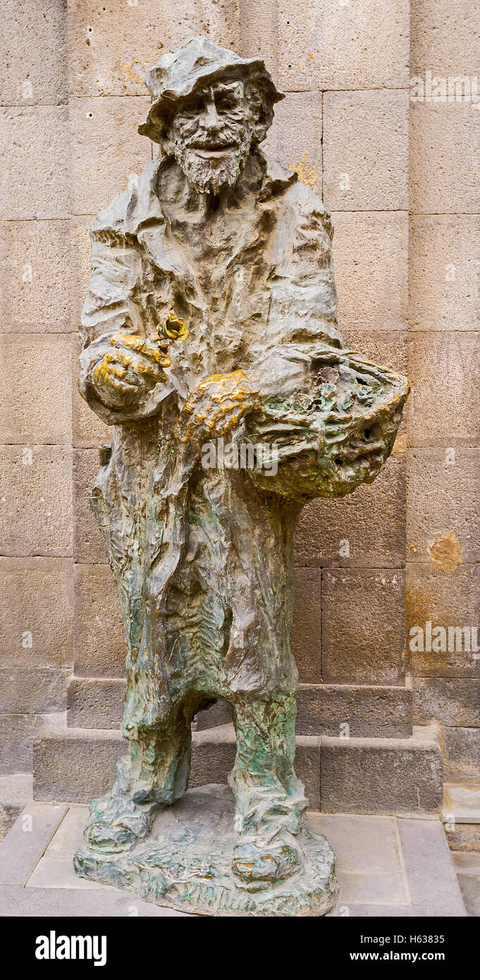 Die Statue von der Blume zu verkaufen alte, auch bekannt als Karabala, der Held des lokalen Legenden Stockfoto