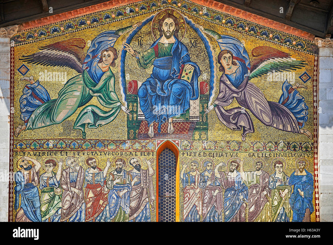 Byzantinisches Mosaik Panel der Darstellung Christus Pantokrator auf die Basilika von San Frediano, Lucca, Italien Stockfoto