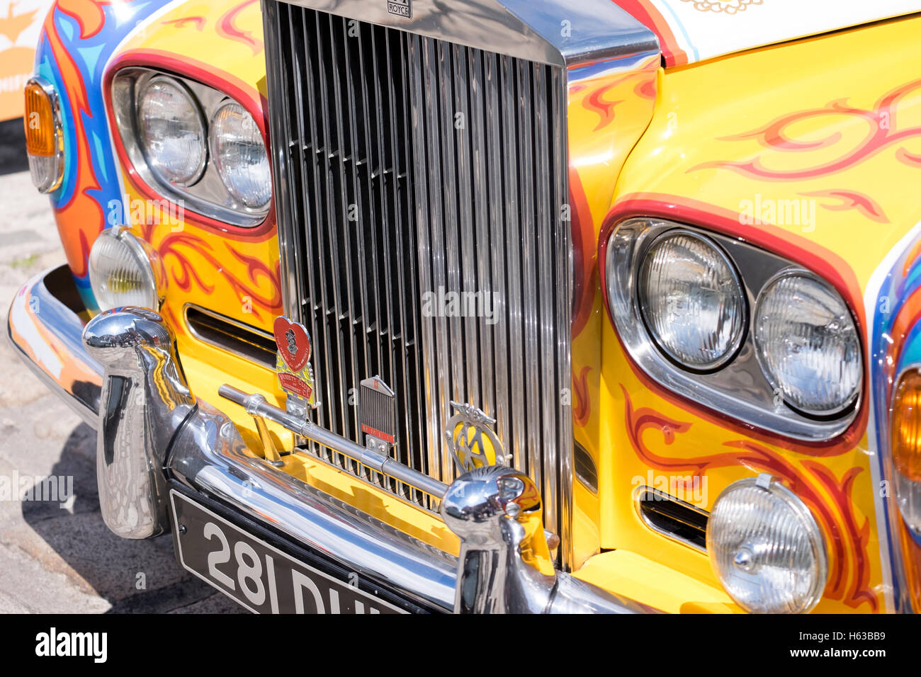 Alten Oldtimer poliert bei Sonnenschein Stockfoto