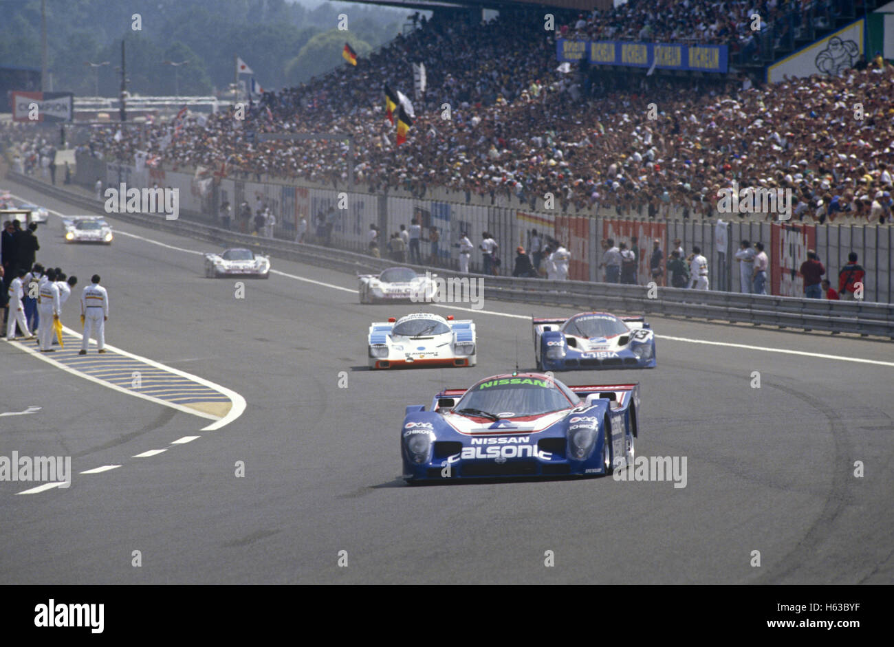 Le Mans 24 Stunden Rennen Nissan führt 1989 Stockfoto