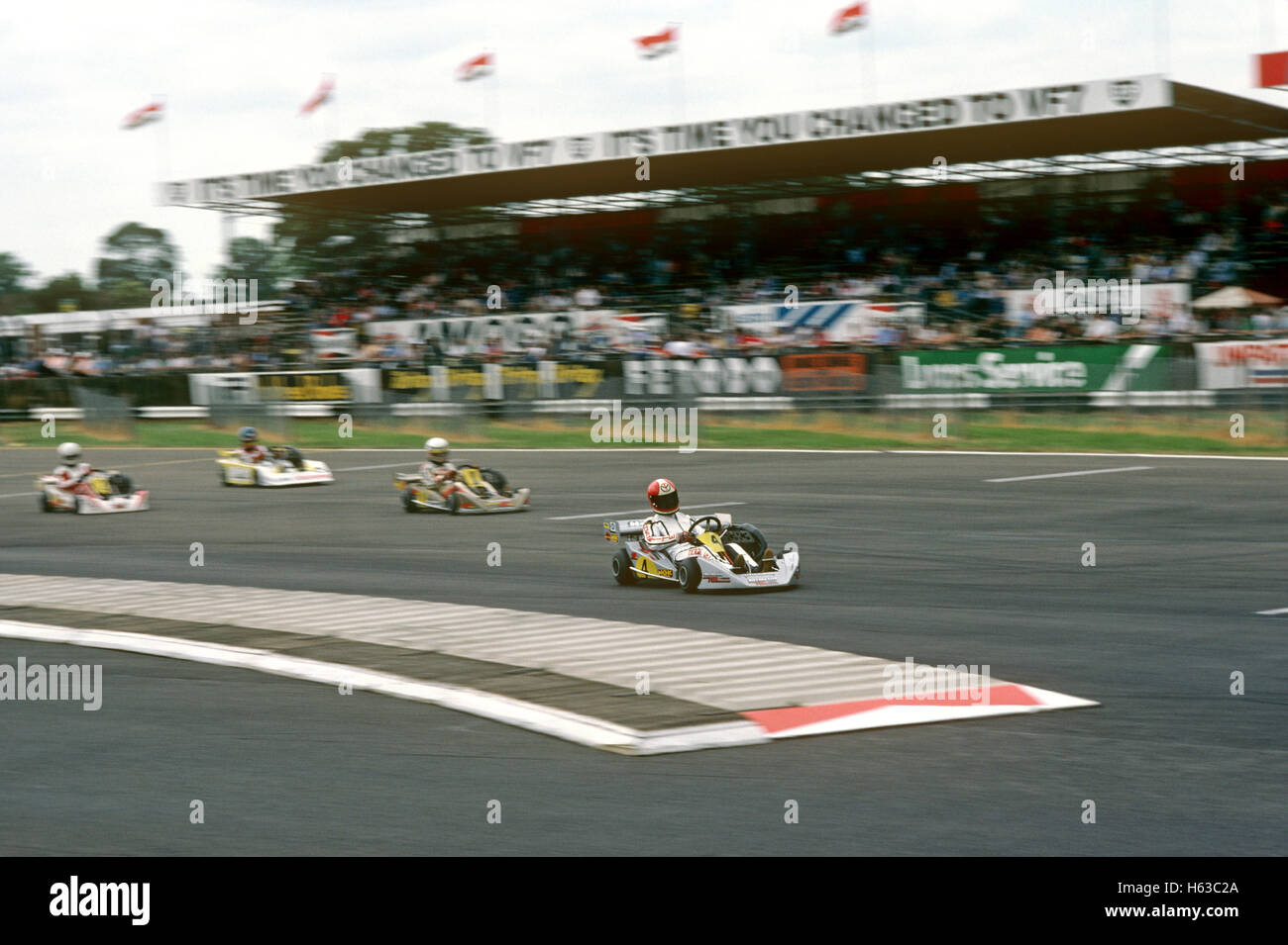 Go Kartrennen in Silverstone UK 1970er Jahre Stockfoto