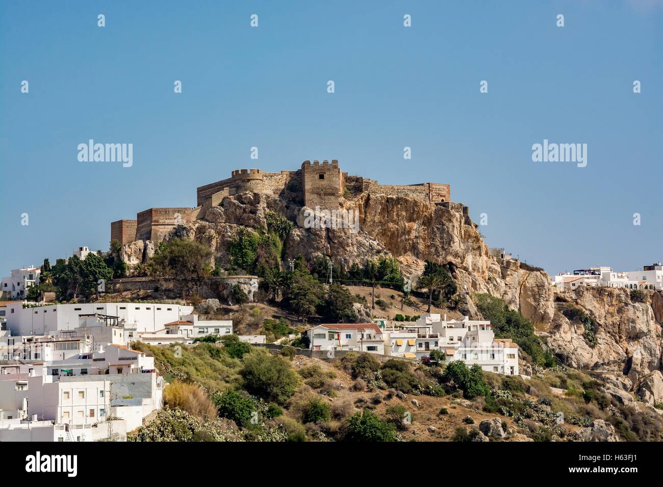 Blick auf die Burg von Salobrena (Castillo De Salobreña), Spanien Stockfoto