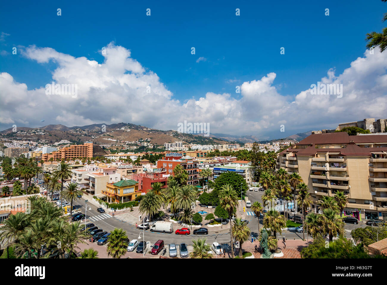 Panoramablick von Almuñécar (Almunecar), Spanien Stockfoto