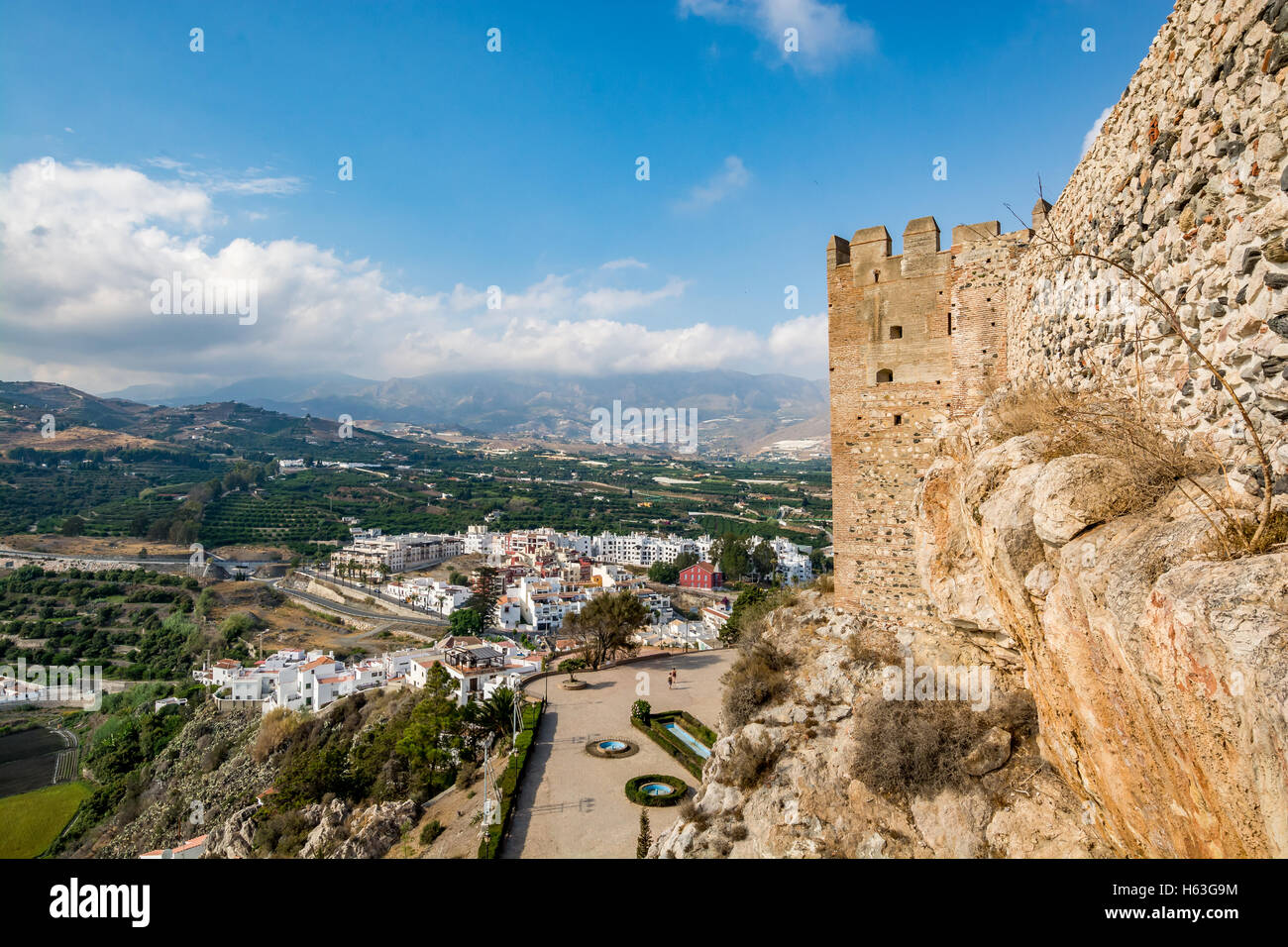 Spektakuläre Aussicht von Salobrena (Salobreña) Burg, Spanien, horizontal Stockfoto