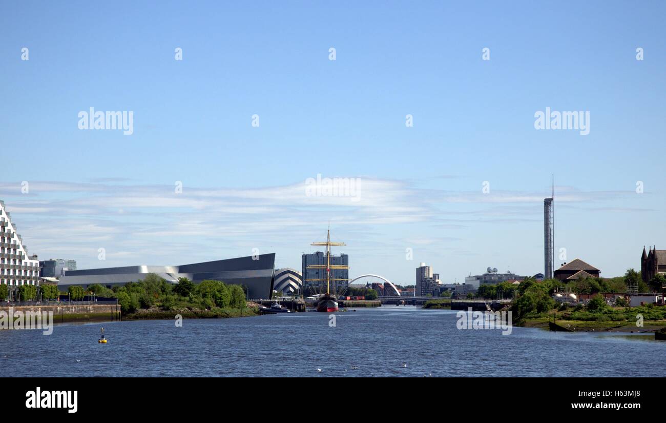 Fluss Clyde-Glasgow suchen flussaufwärts in die Stadt Stockfoto