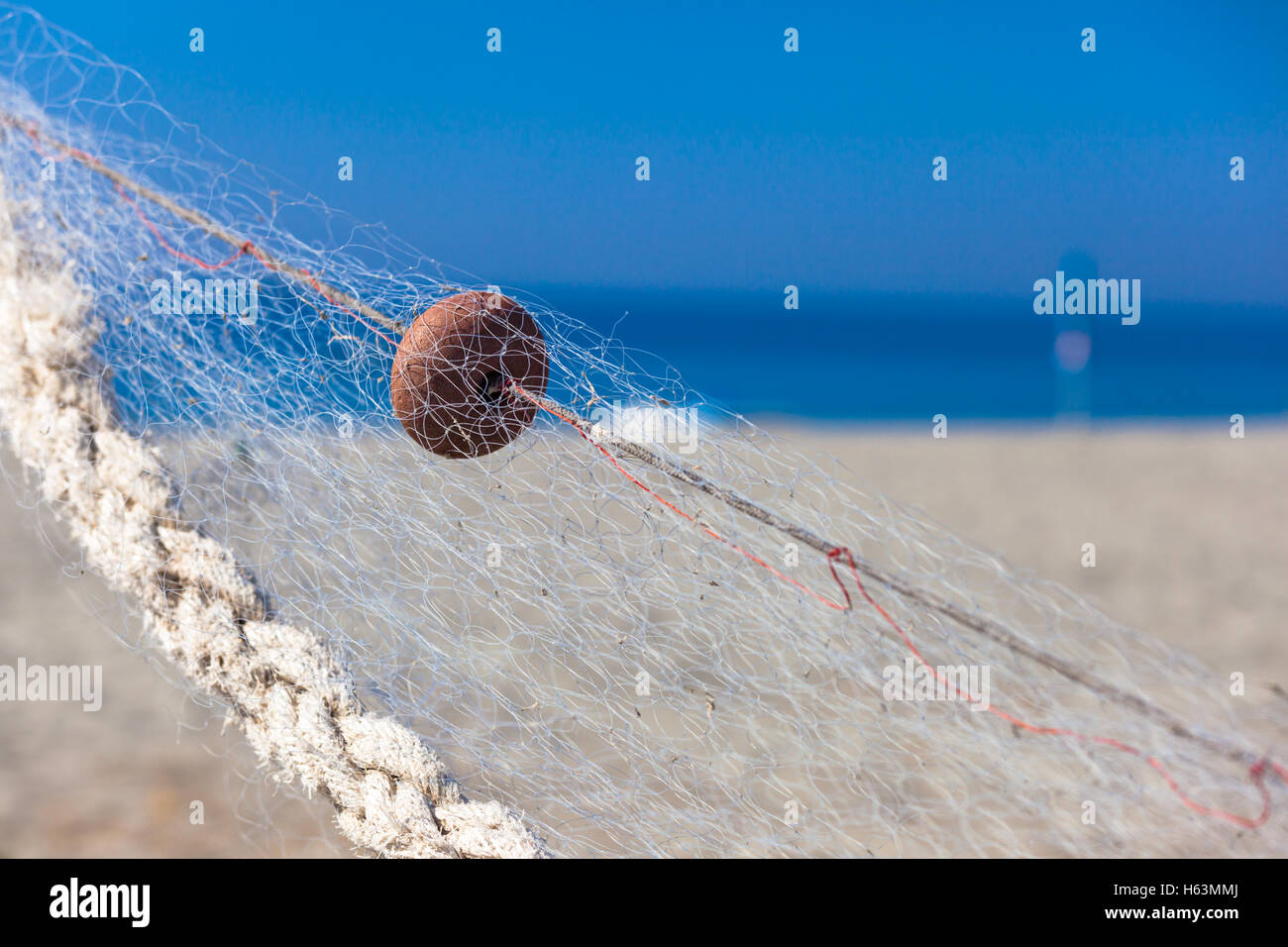 Detail der Fischernetz im Freien in der Nähe das Mittelmeer Stockfoto