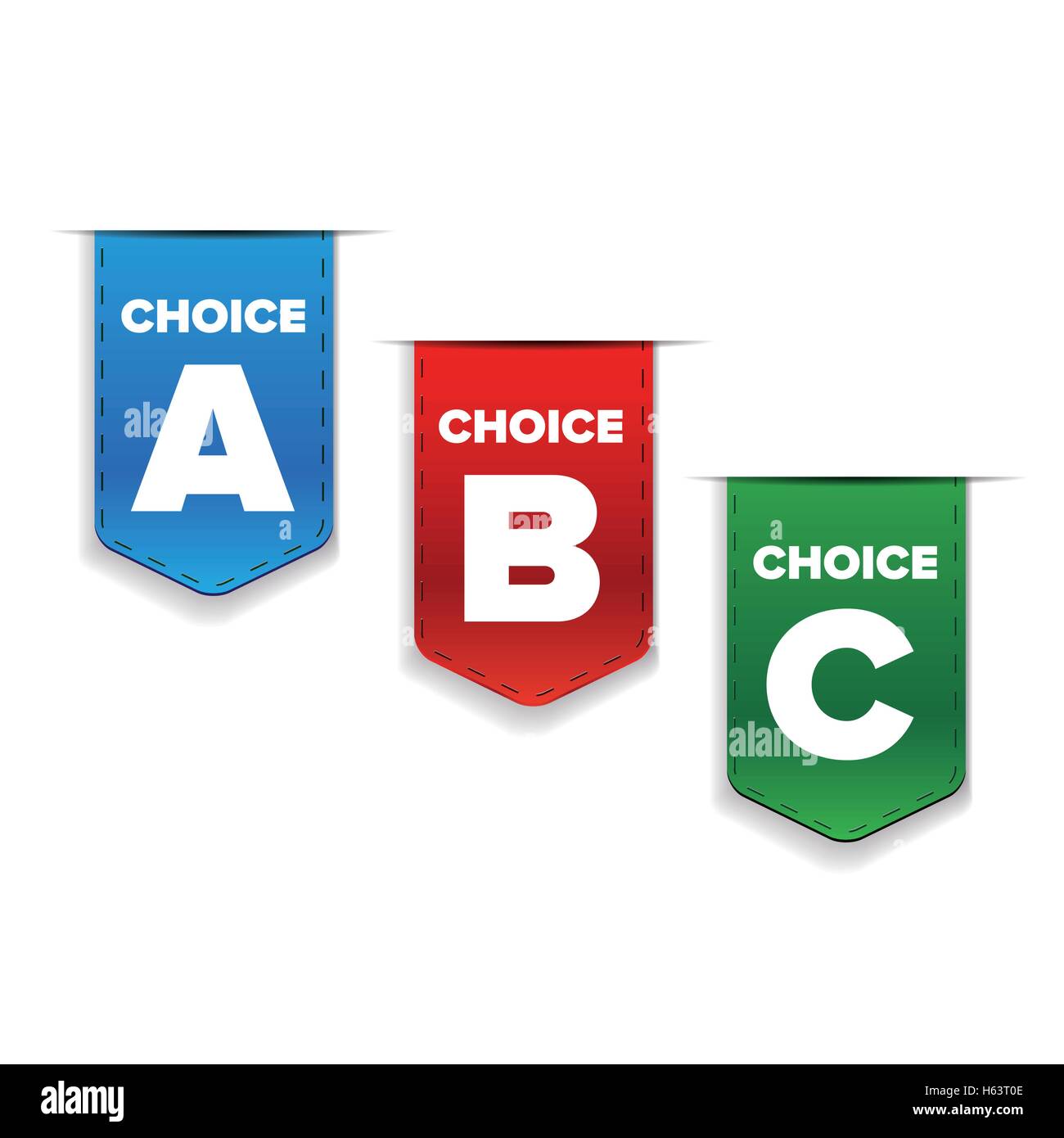 Bänder mit drei Optionen: A, B und C Stock Vektor