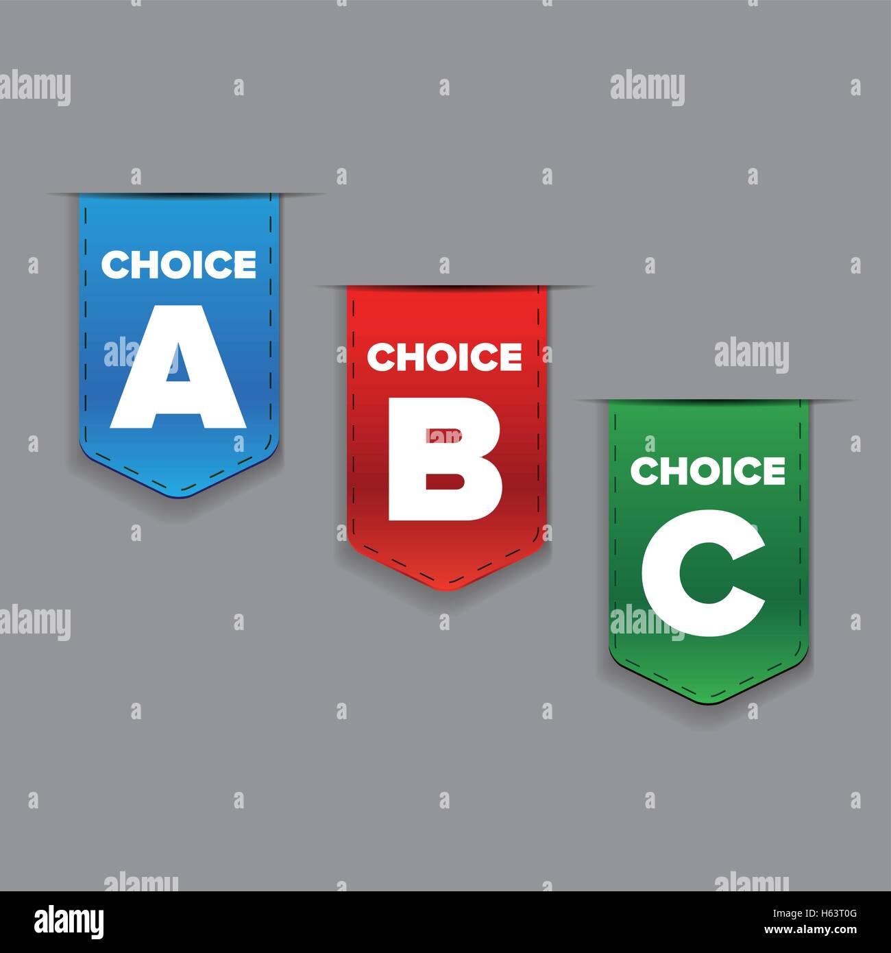 Bänder mit drei Optionen: A, B und C Stock Vektor