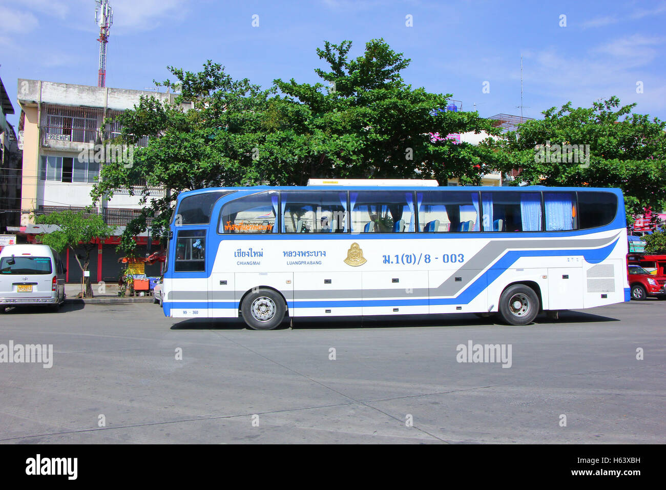 Keine 8-003 der thailändischen Regierung Busunternehmen Bus. Internationale Bus zwischen Chiangmai (Thailand) und Luang Prabang (Laos). Stockfoto