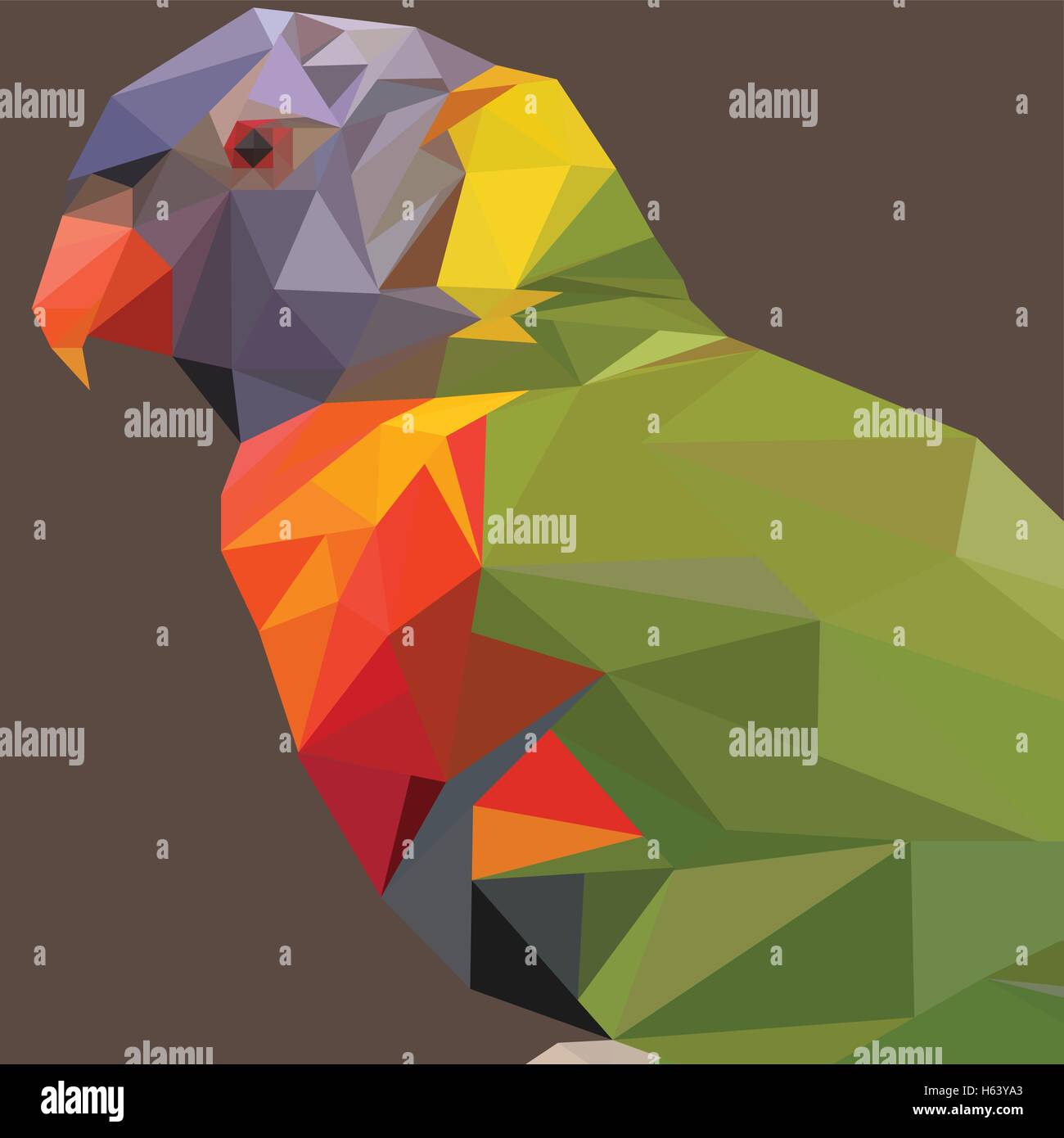 Abstrakte Low-Poly-Papagei, Allfarblori - Vektor-Illustration Stock Vektor