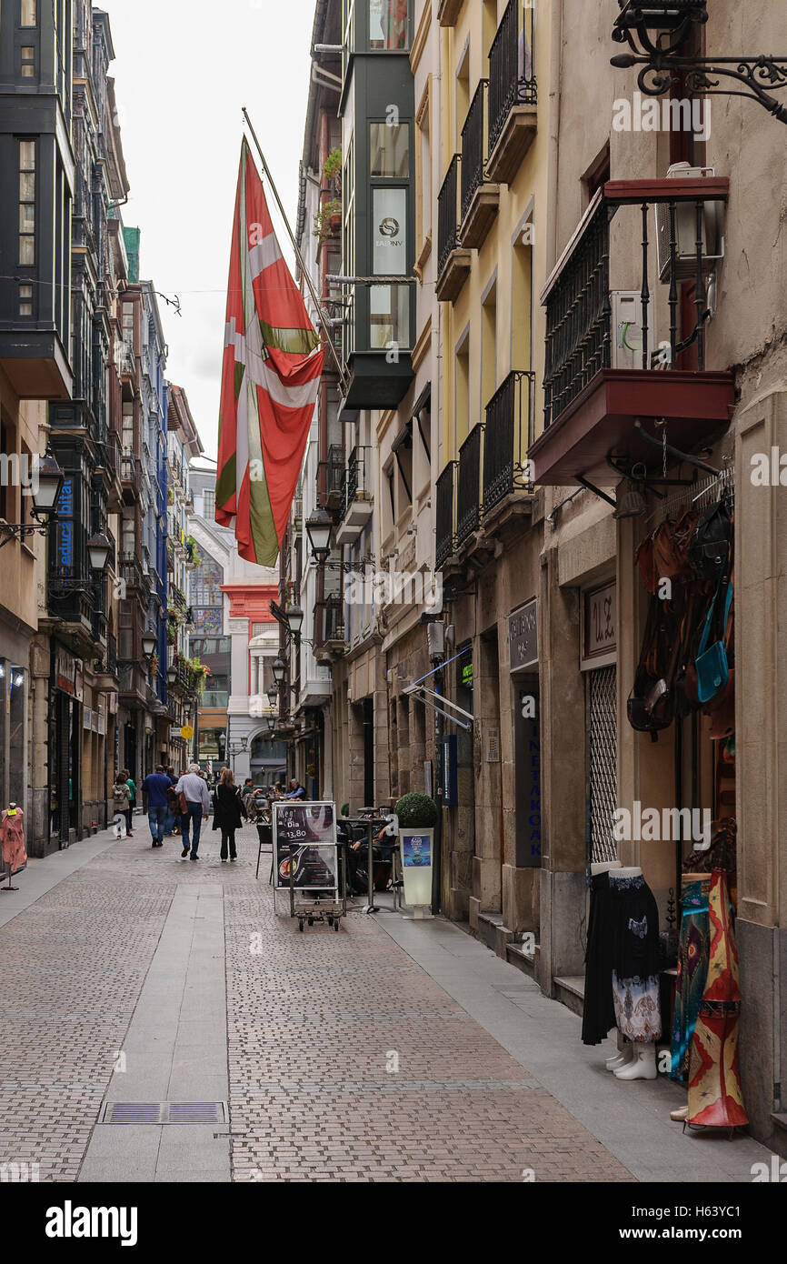 De La Tendería Straße, eines der sieben mittelalterlichen Stadt Bilbao, Pais Vasco, Spanien, Europa Stockfoto