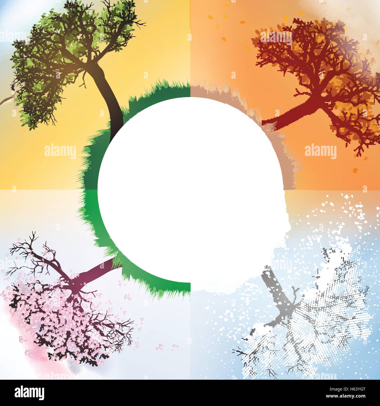 Vier Jahreszeiten Frühling, Sommer, Herbst, Winter-Banner mit abstrakte Bäume - Vektor-Illustration Stock Vektor