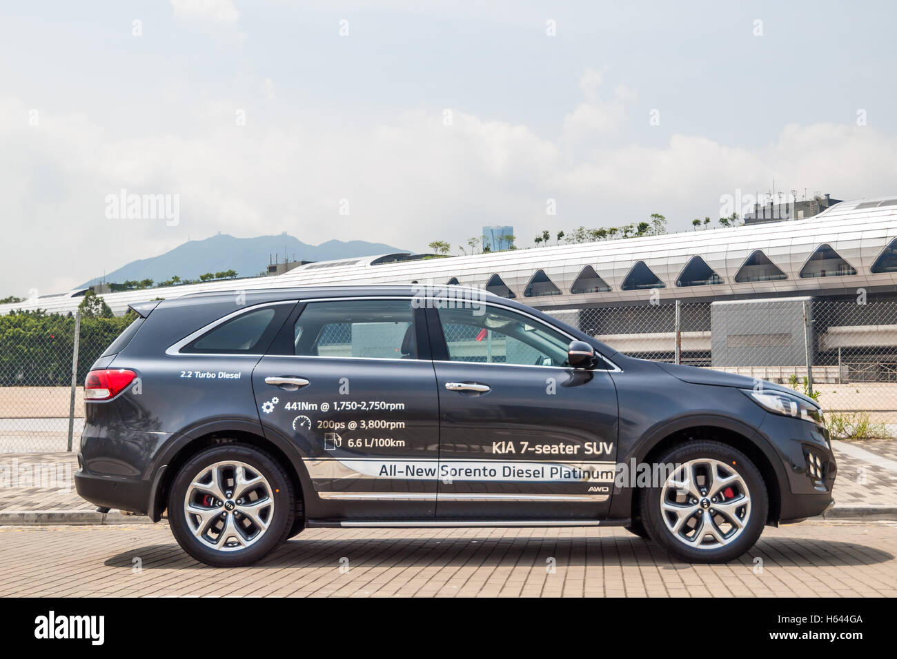 Hong Kong, China 8. August 2016: KIA Sorento Diesel Antrieb Tag am 8. August 2016 in Hong Kong. Stockfoto