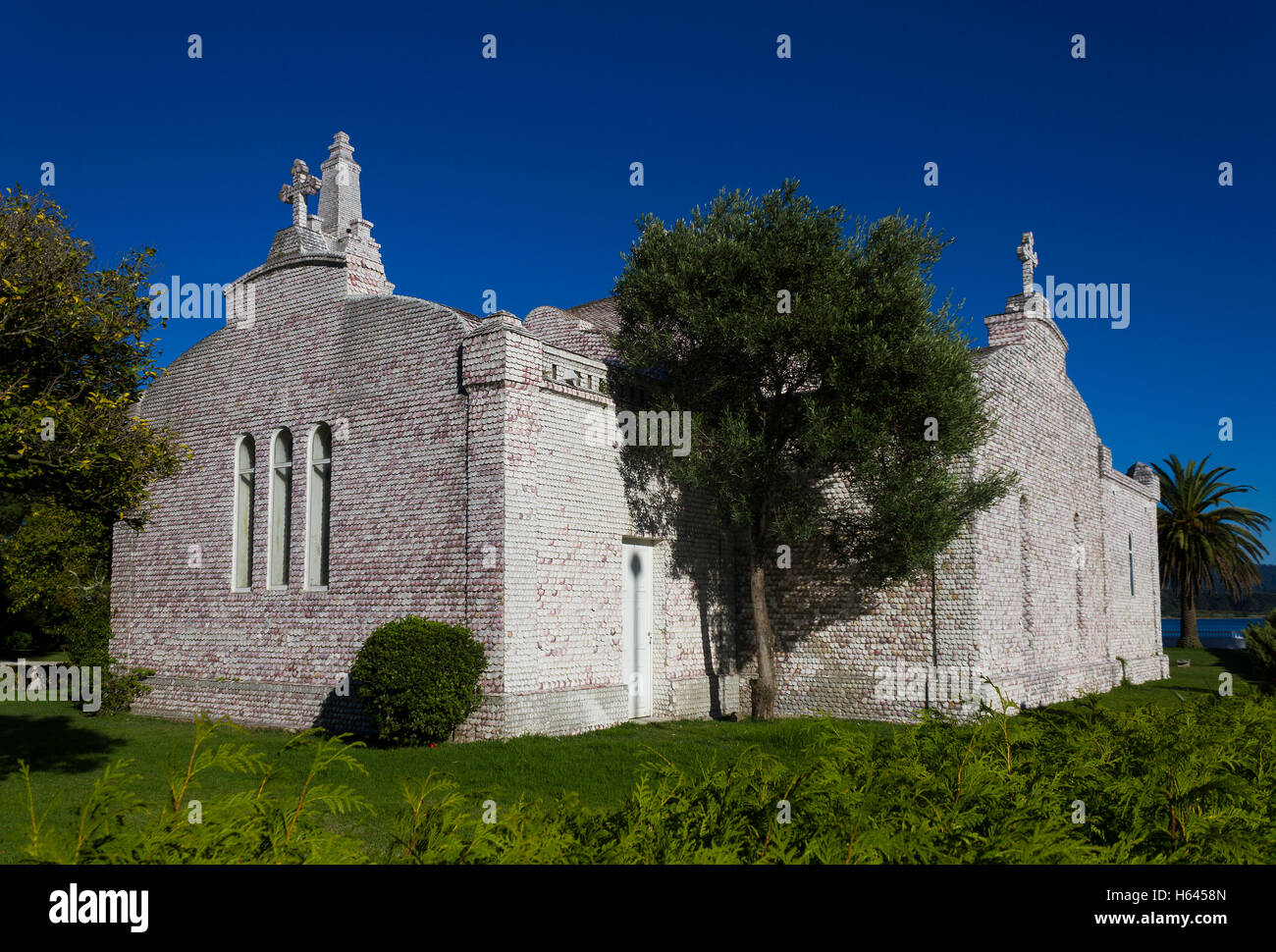 Kapelle der Schalen, die Toja Insel, Ria de Arosa, Pontevedra Provinz, Galicien, Spanien Stockfoto