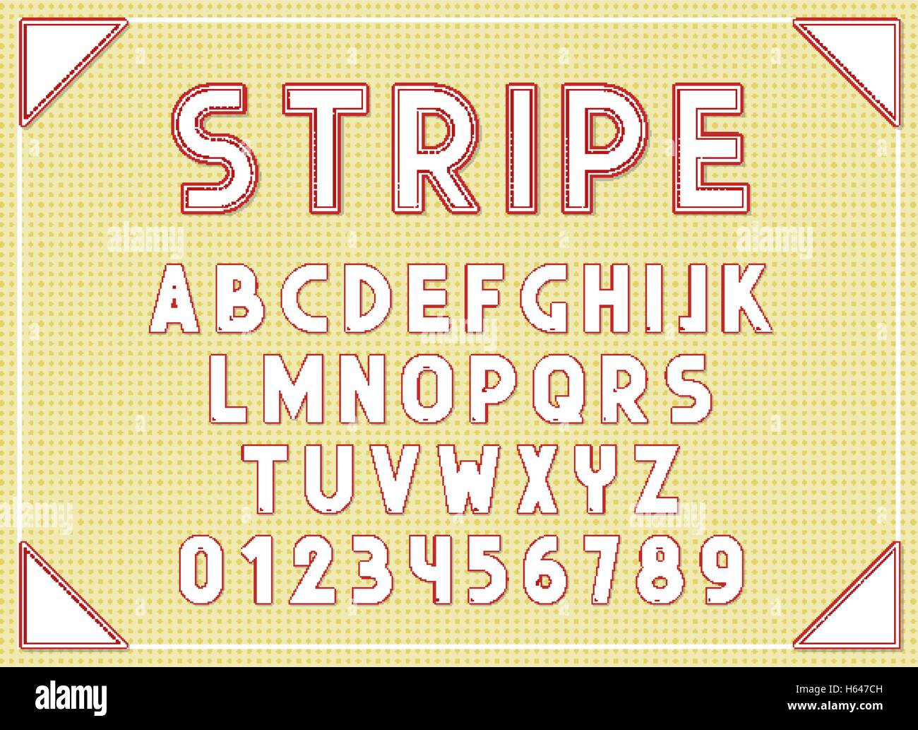 Streifen Schriften Abc Buchstaben drucken Typografie Vektor Illustration. Stock Vektor