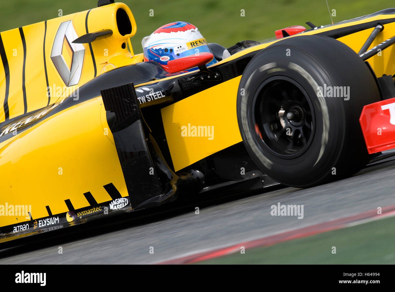 Motorsport, Vitaly Petrov, RUS, im Renault R30 Rennwagen, Formel-1-Tests auf dem Circuit de Catalunya Rennen verfolgen in Stockfoto