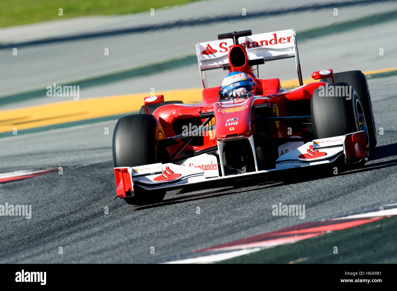 Motorsport, Fernando Alonso, SPA, im Ferrari F10 Rennwagen, Formel-1-Tests auf dem Circuit de Catalunya Rennen verfolgen in Stockfoto