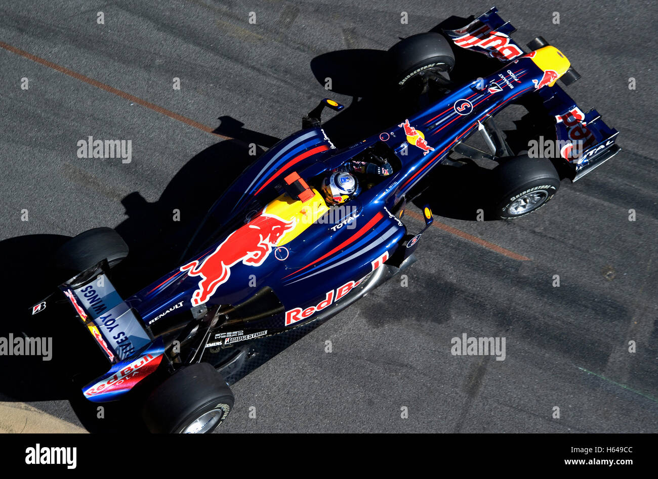 Motorsport, Sebastian Vettel, GER, in der Red Bull Racing RB5 Rennwagen, Formel1 Tests auf dem Circuit de Catalunya-Rennen Stockfoto