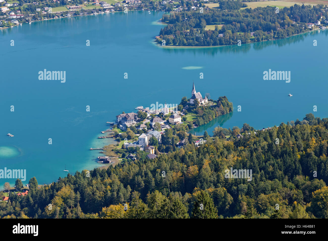 Österreich, Kärnten, Blick auf Maria Wörth am Wörthersee Stockfoto