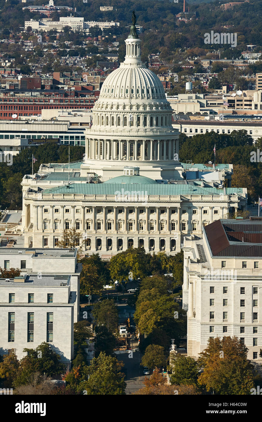 USA, Washington, D.C., Luftaufnahme des United States Capitol Stockfoto