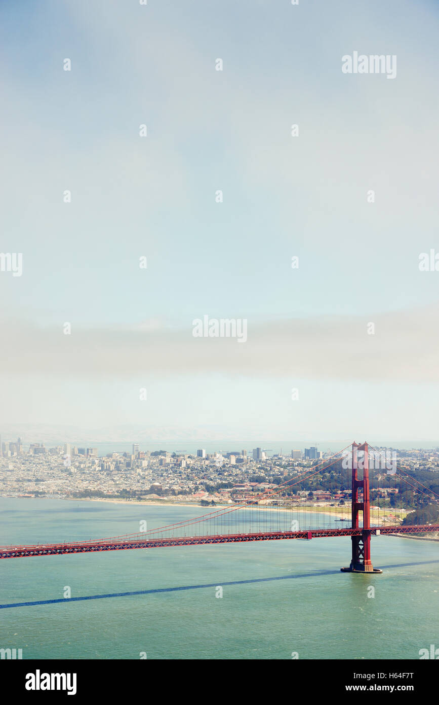 USA, Kalifornien, San Francisco, Golden Gate Bridge von Marin Headlands Aussichtspunkt aus gesehen Stockfoto