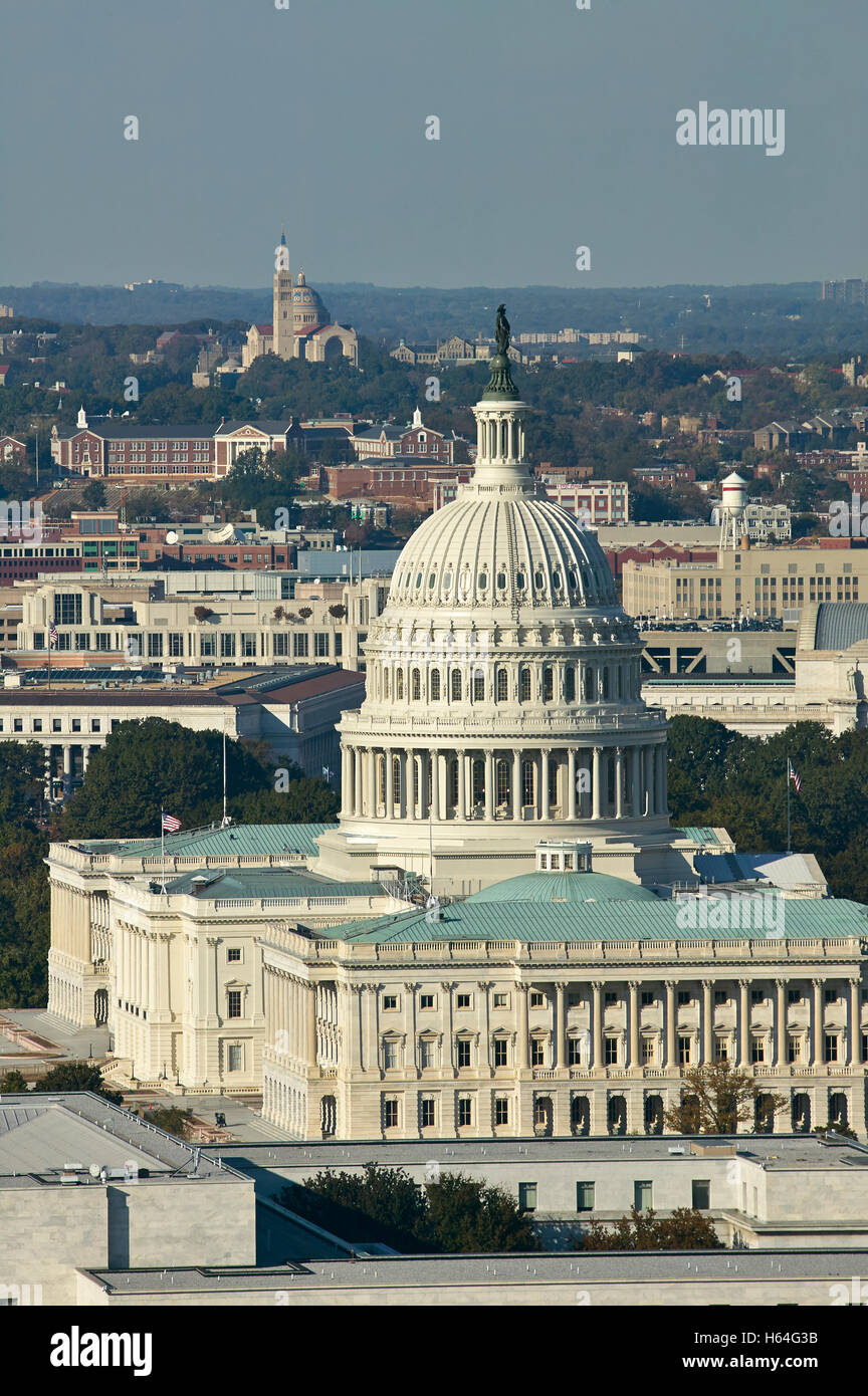 USA, Washington, D.C., Luftaufnahme des United States Capitol Stockfoto