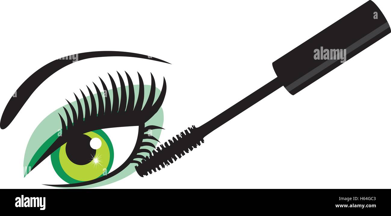 Vektor-Illustration eines Auges mit langen Wimpern und mascara Stock Vektor