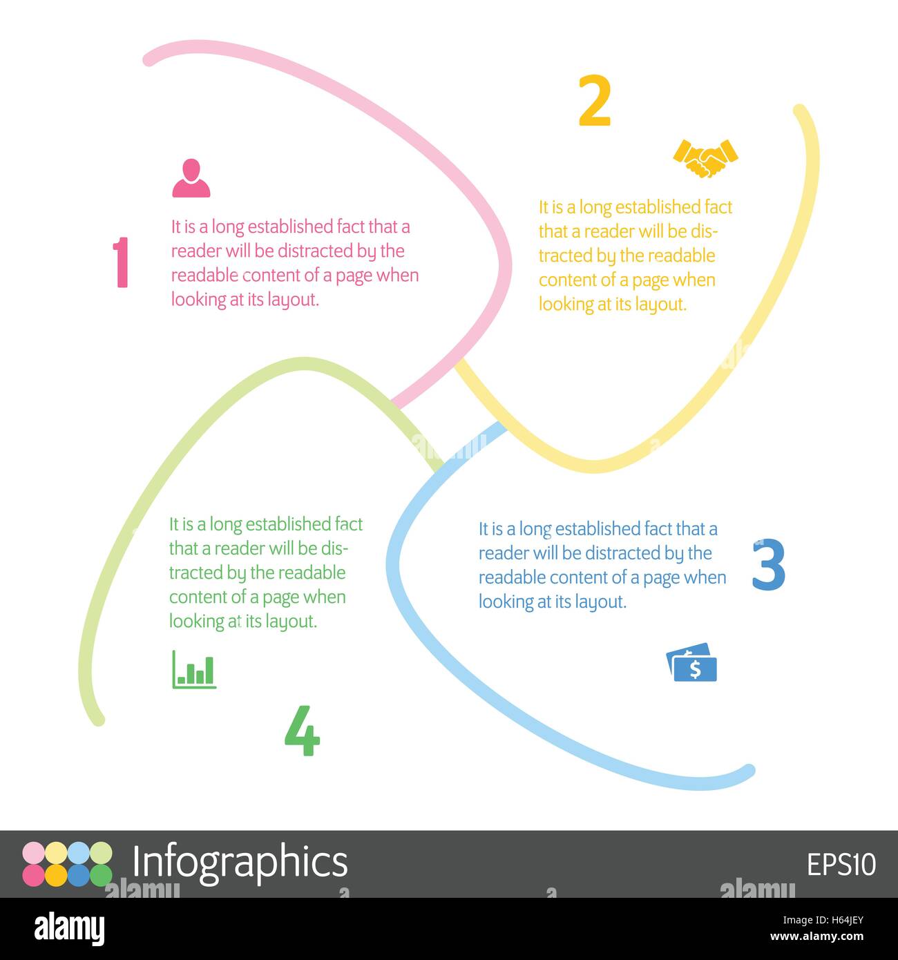 vier Schritte Zyklus Infografik-Layout-Konzept-Vektor-illustration Stock Vektor