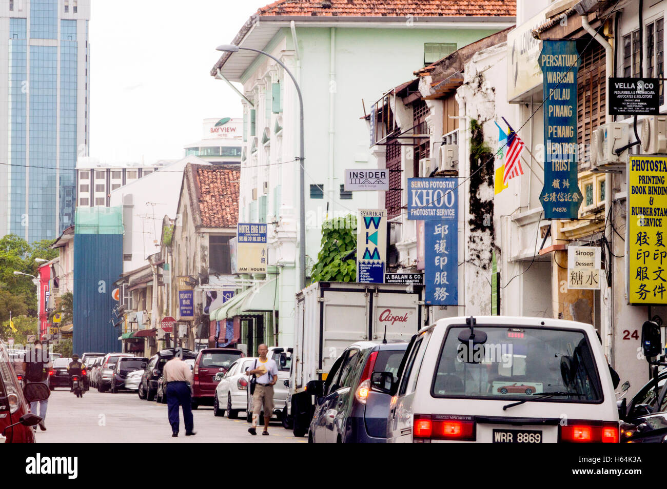 Lebuh Gereja Straße Szene, Georgetown, Penang, Malaysia Stockfoto