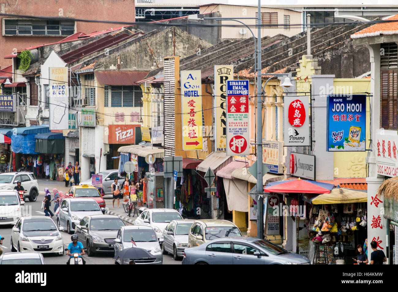 Luftaufnahme, Jalan Penang, Georgetown, Penang, Malaysia Stockfoto