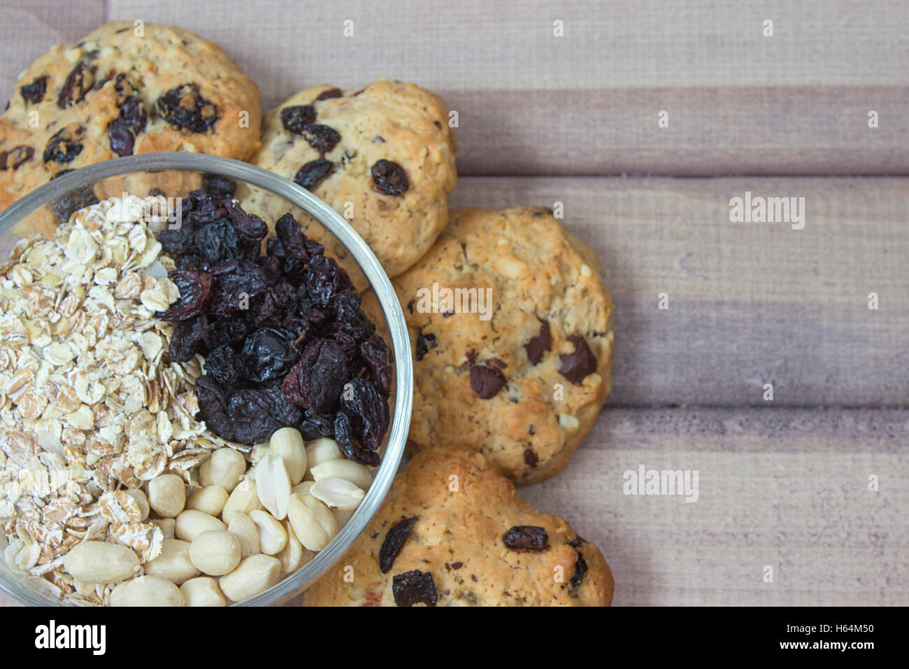 Zutaten für das Backen gesunde Cookies und Cookies bereit Stockfoto