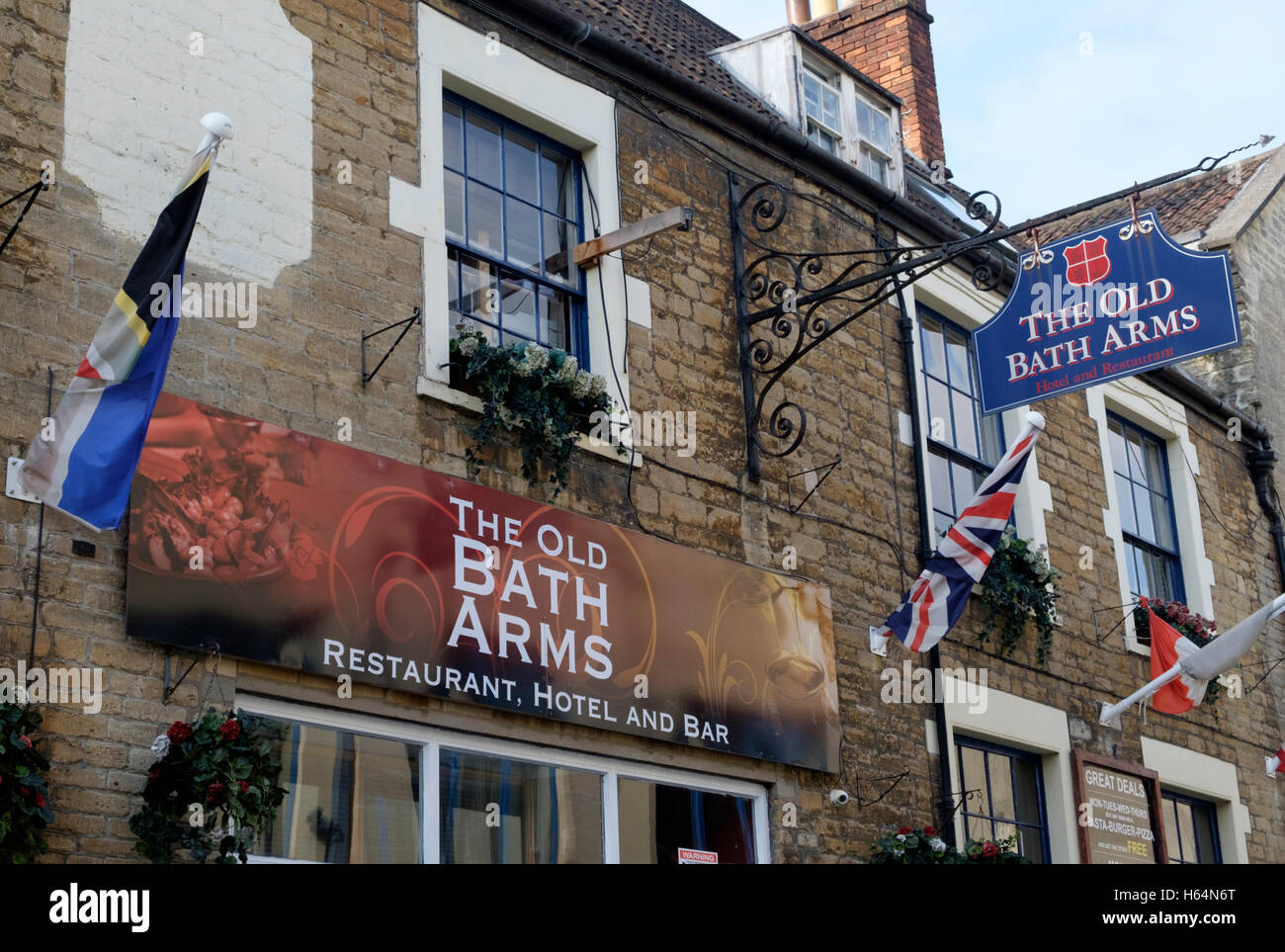 Frome, einer kleinen Stadt in Somerset England The Old Bath Arms Pub Stockfoto