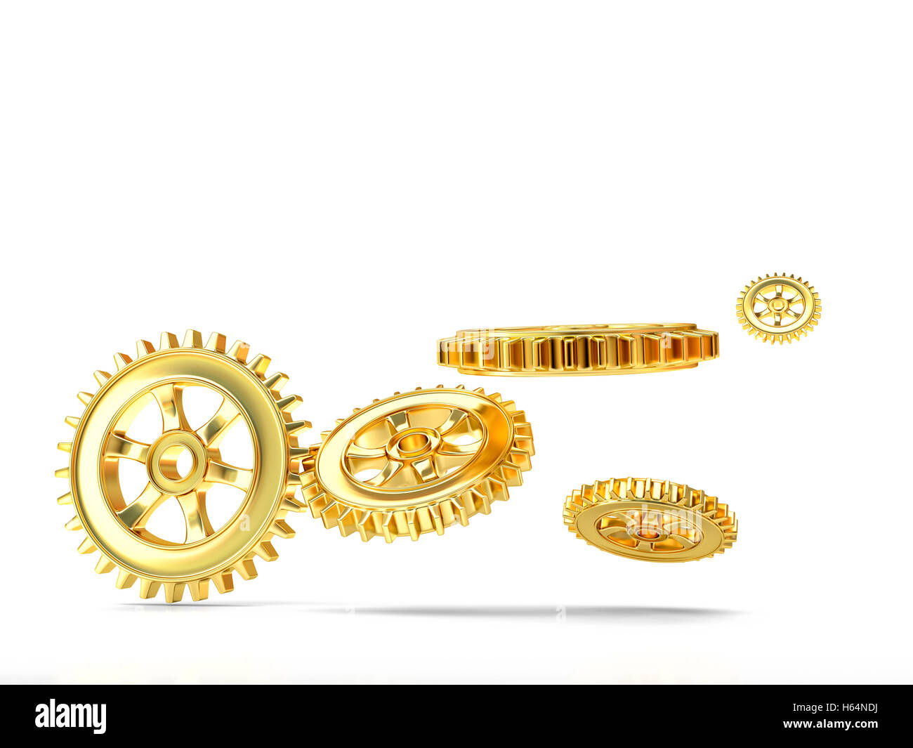 3D-Rendering von golden Gear auf weiß Stockfoto