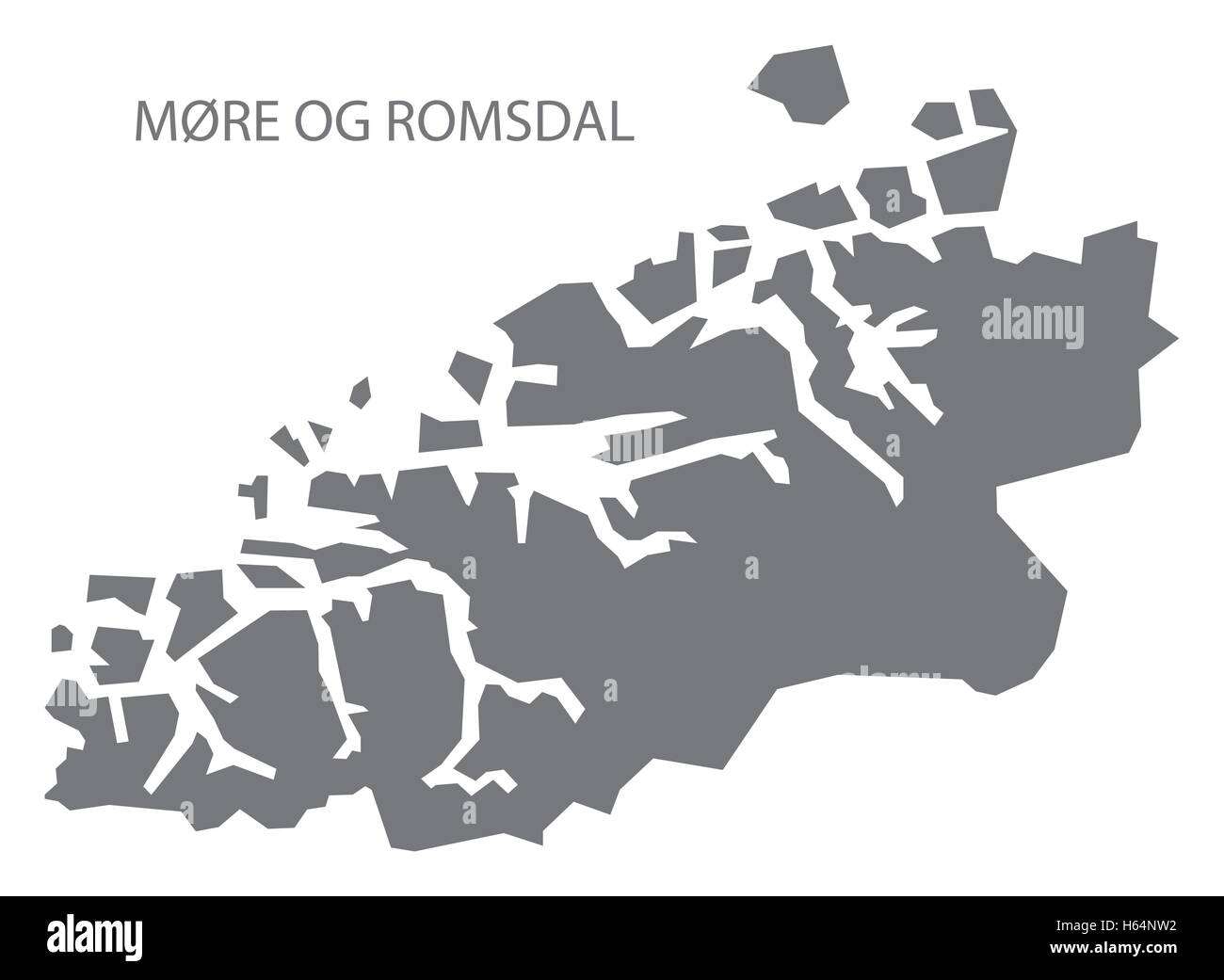 Weitere Og Romsdal-Norwegen-Karte grau Stock Vektor