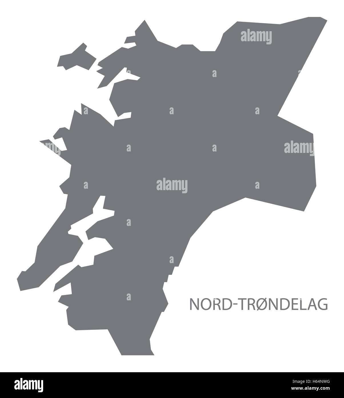 Nord-Tröndelag Norwegen Karte grau Stock Vektor