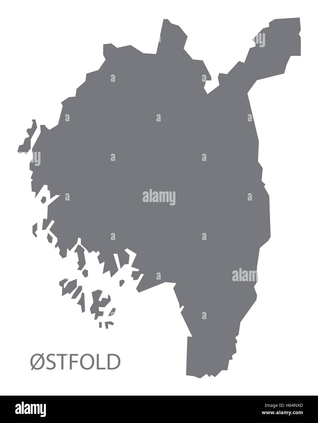Ostfold Norwegen Karte grau Stock Vektor