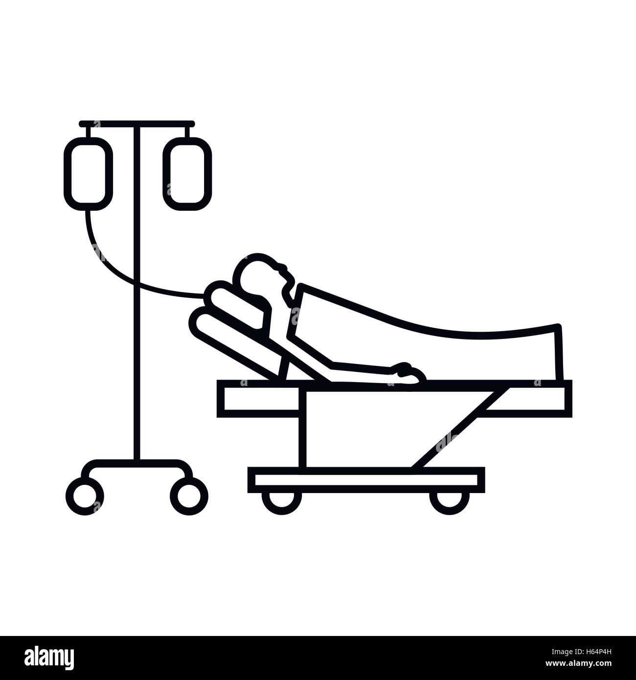 Patient im Bett auf ein Tropfen-Symbol, Umriss-Stil Stock-Vektorgrafik -  Alamy