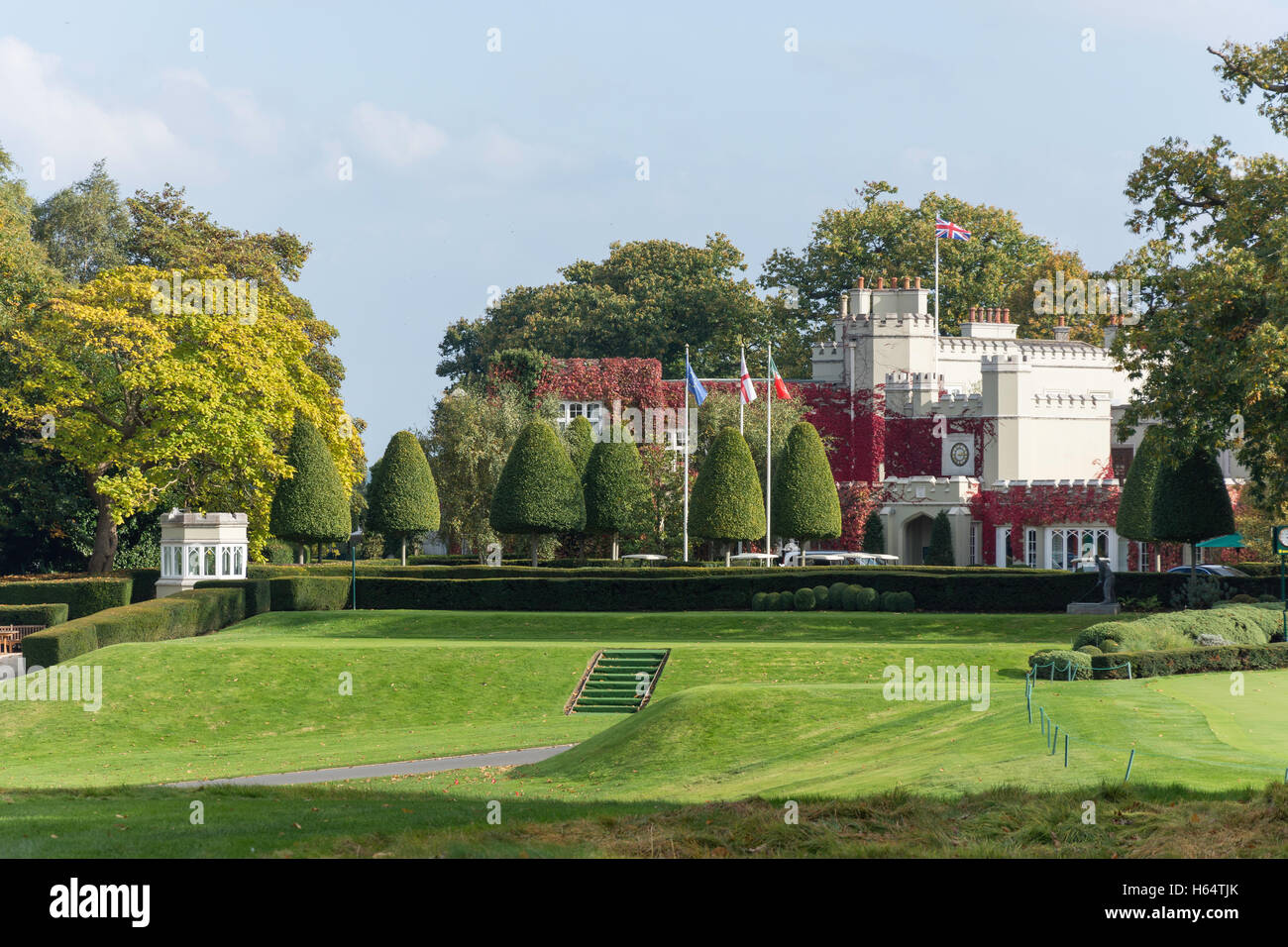 Wentworth Golfclub & Kurort, Wentworth Drive, Virginia Water, Surrey, England, Vereinigtes Königreich Stockfoto