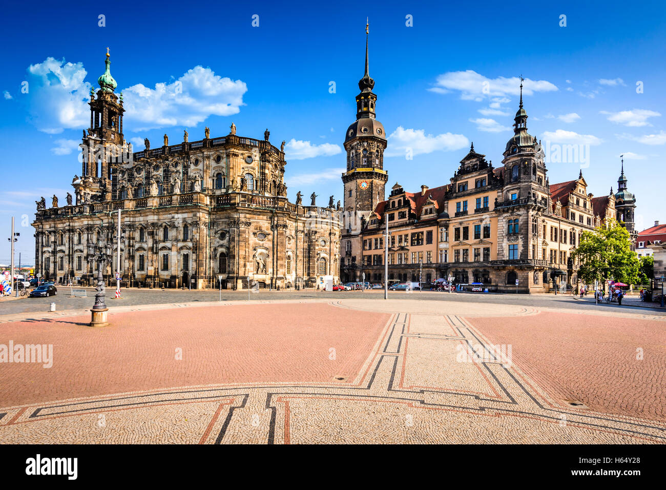 Dresden, Deutschland. Dresda Burg (Grünes Gewölbe) im historischen Zentrum der sächsischen Stadt. Enthält die größte Sammlung von trea Stockfoto