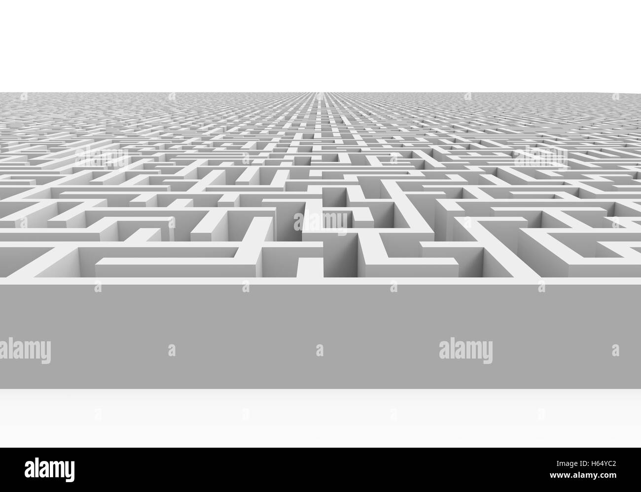 3D Rendering Labyrinth, riesiges Labyrinth Vorlage auf weißen Boden isoliert Stockfoto