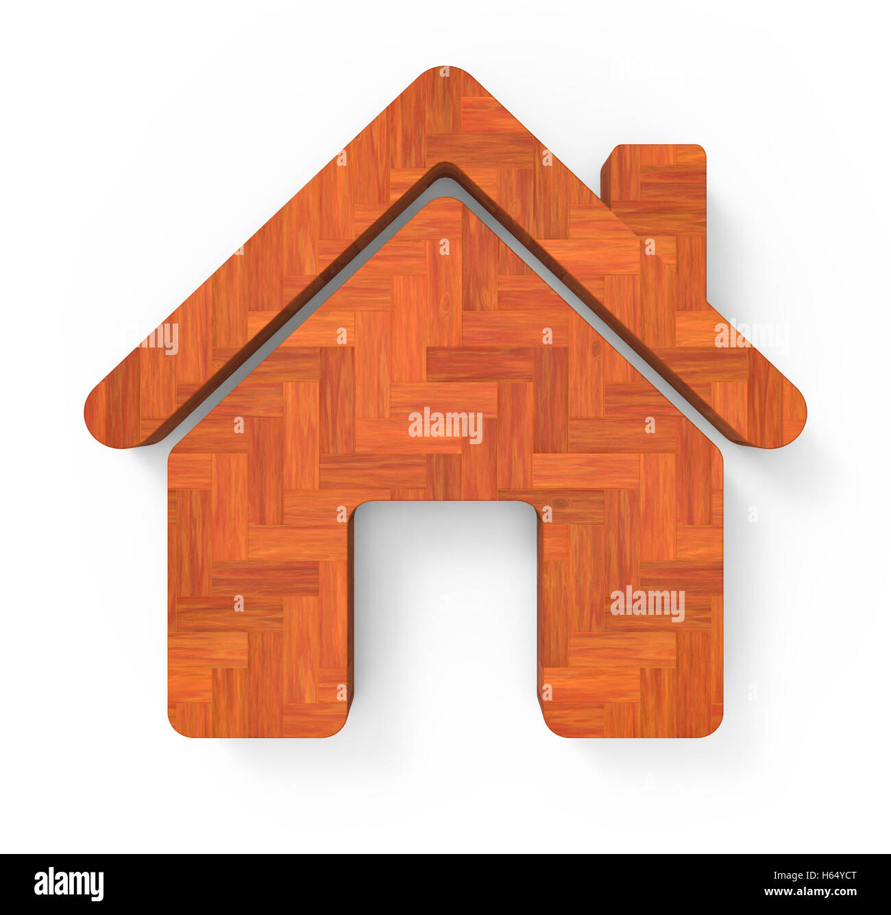 braune Haussymbol, isoliert auf weißem Hintergrund, 3D-Rendering Stockfoto
