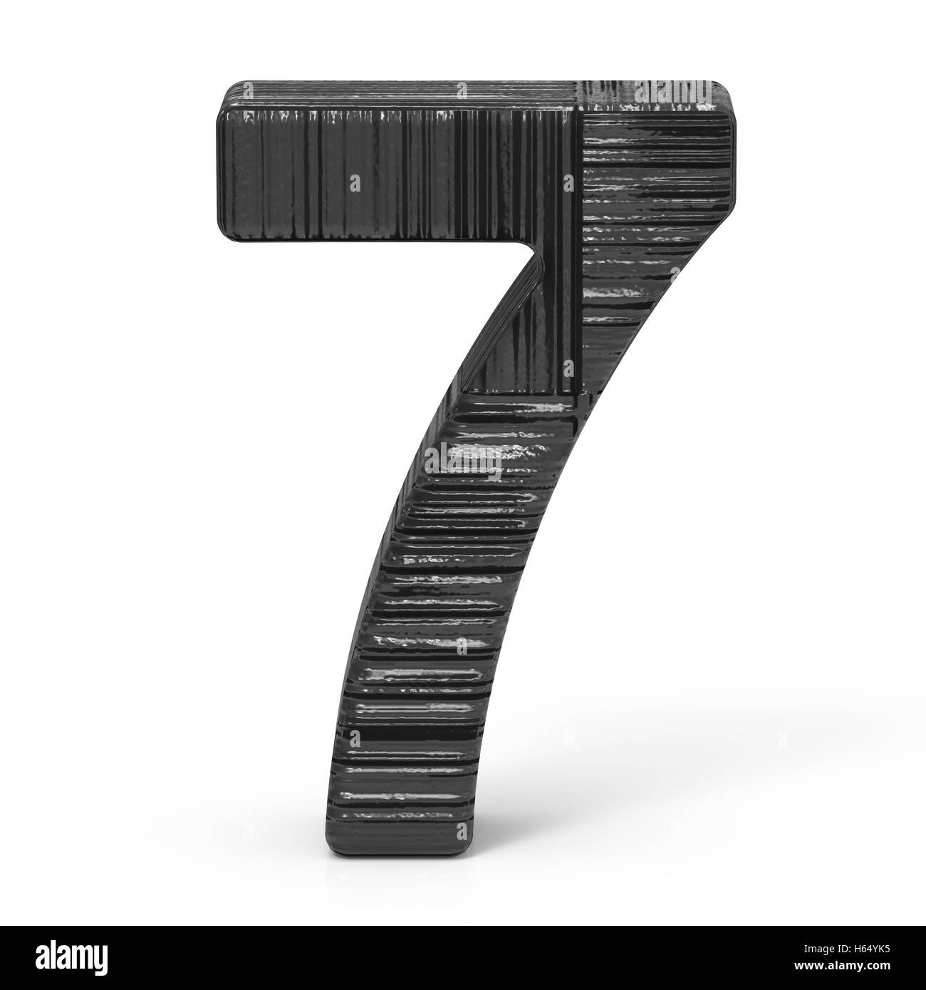 3D Rendern schwarze Holz-Nummer 7 isoliert weißen Hintergrund Stockfoto