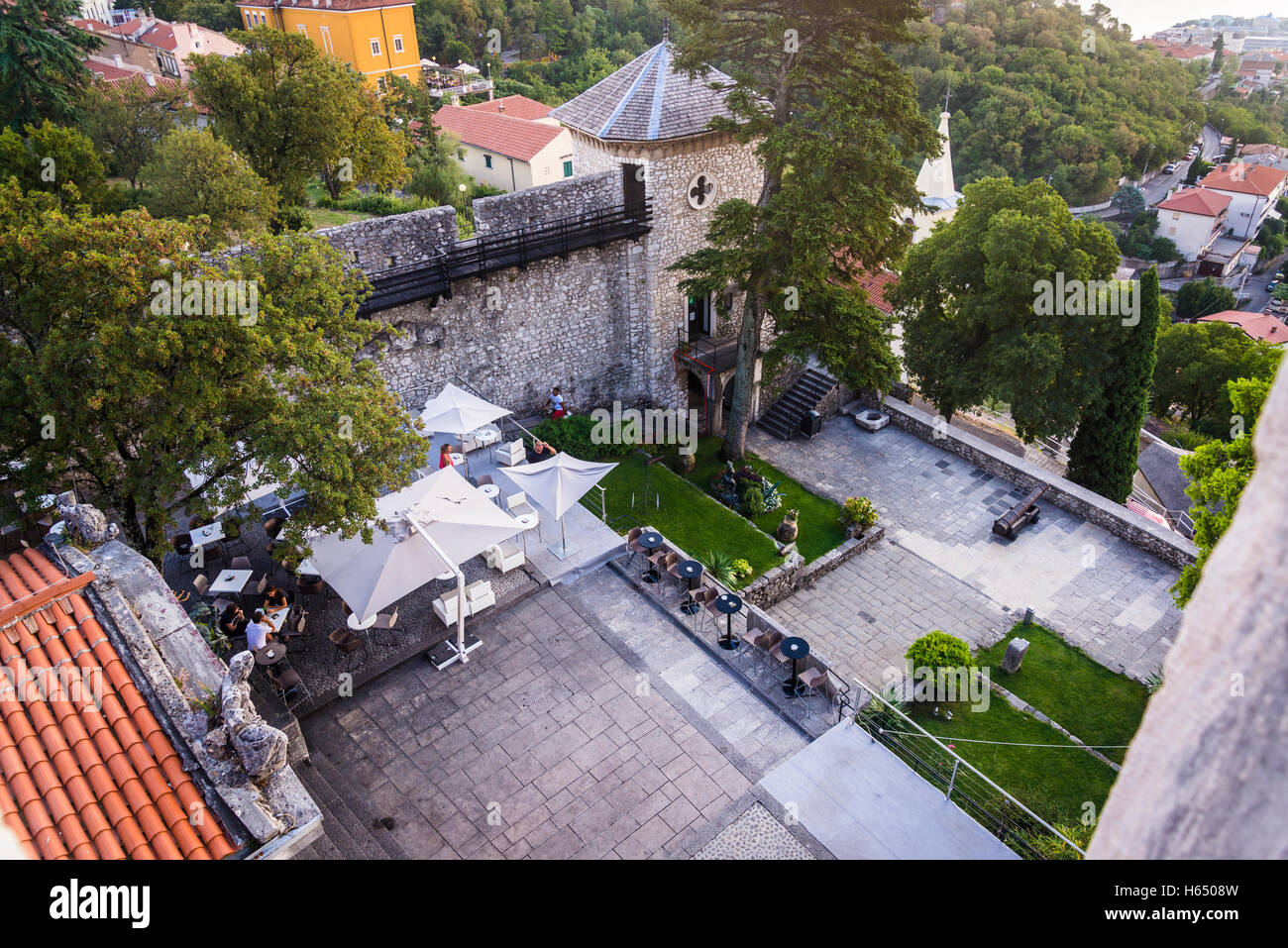 Trsat Castle, 13. Jahrhundert Gebäude, Rijeka, Kroatien Stockfoto