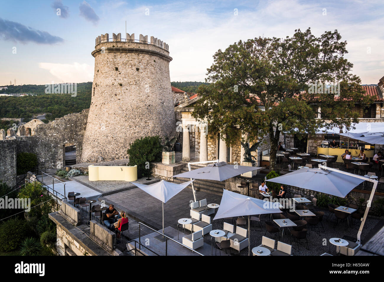 Trsat Castle, 13. Jahrhundert Gebäude, Rijeka, Kroatien Stockfoto