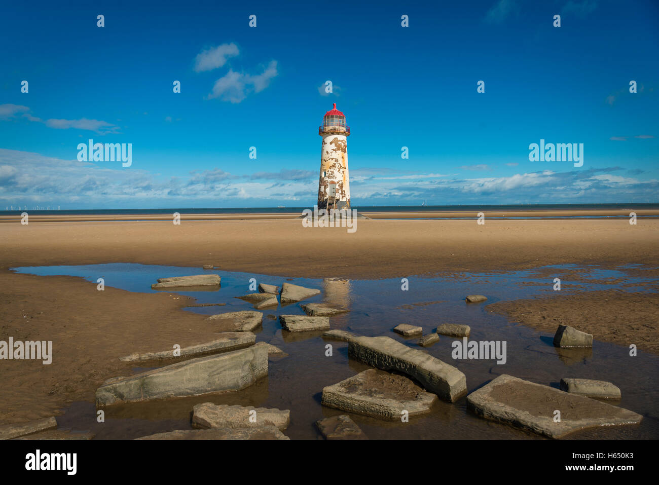 Punkt von Ayr Leuchtturm, Talacre Beach, North Wales, UK. Foto: Brian Hickey/Alamy Stockfoto