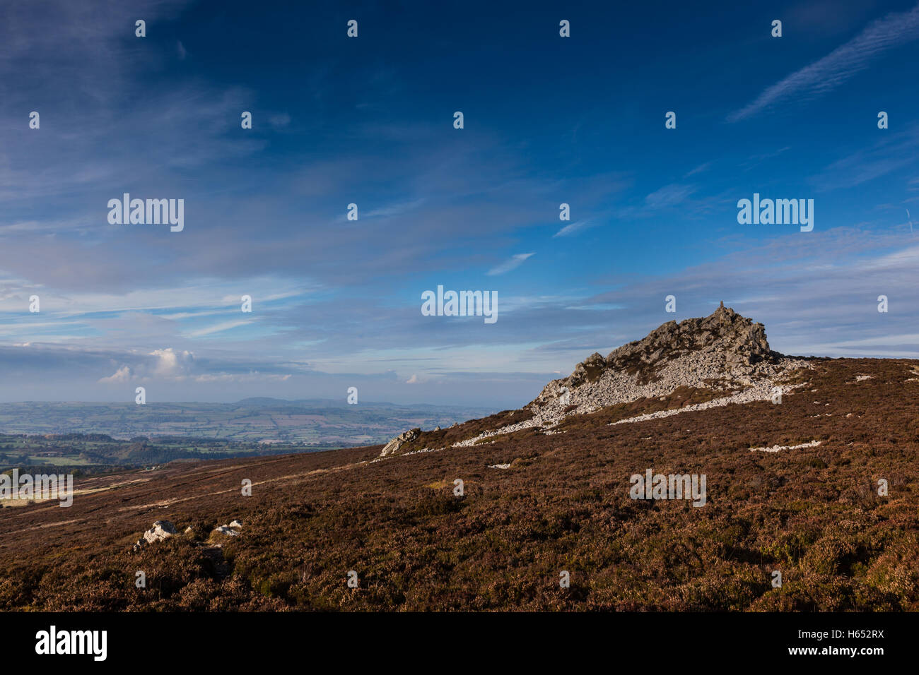 Manstone Rock on The Stiperstones, in der Nähe von Snailbeach, Shropshire, England, UK Stockfoto