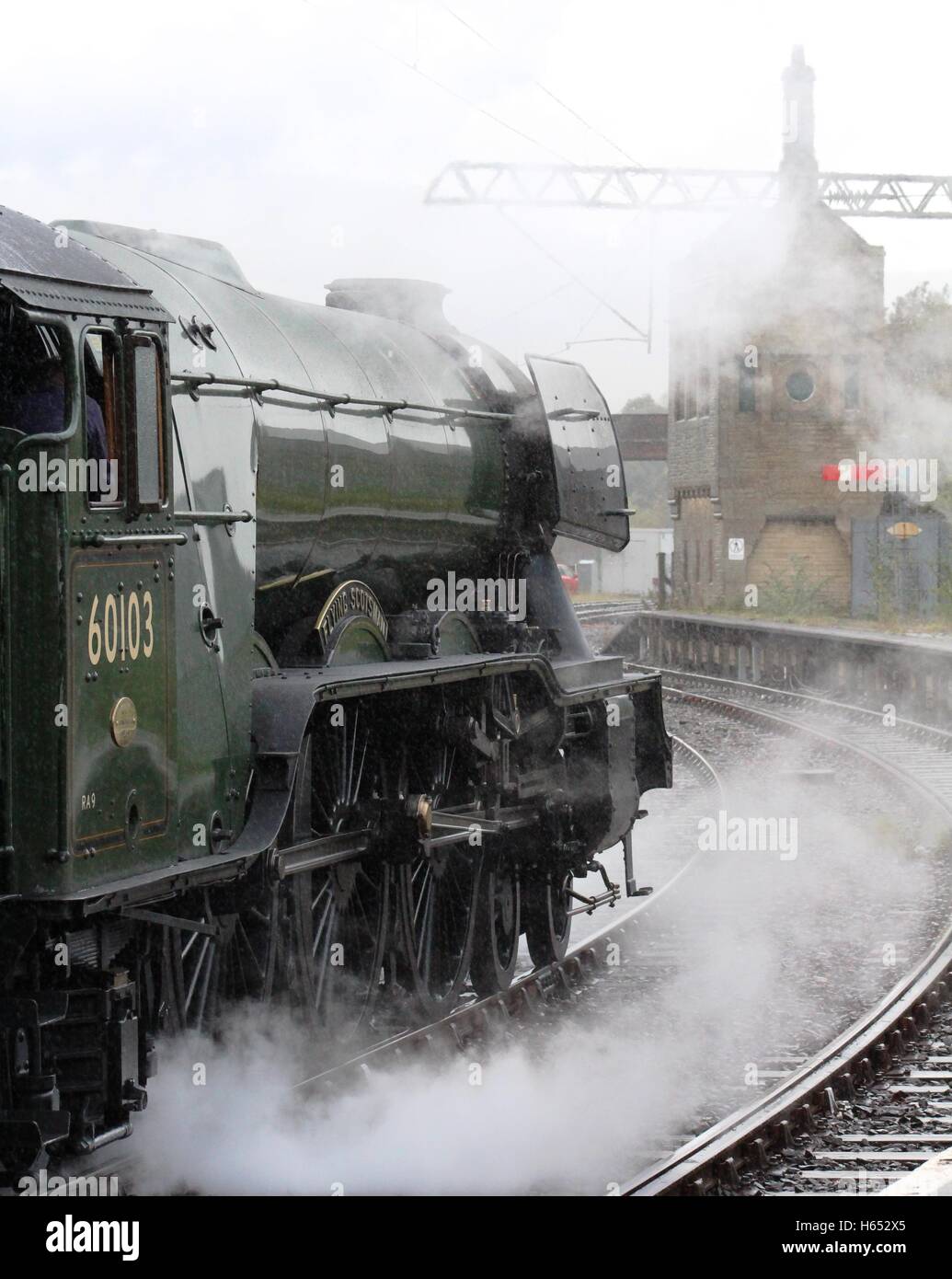 Berühmten Flying Scotsman Dampflok Carnforth Bahnhof auf der Strecke ...