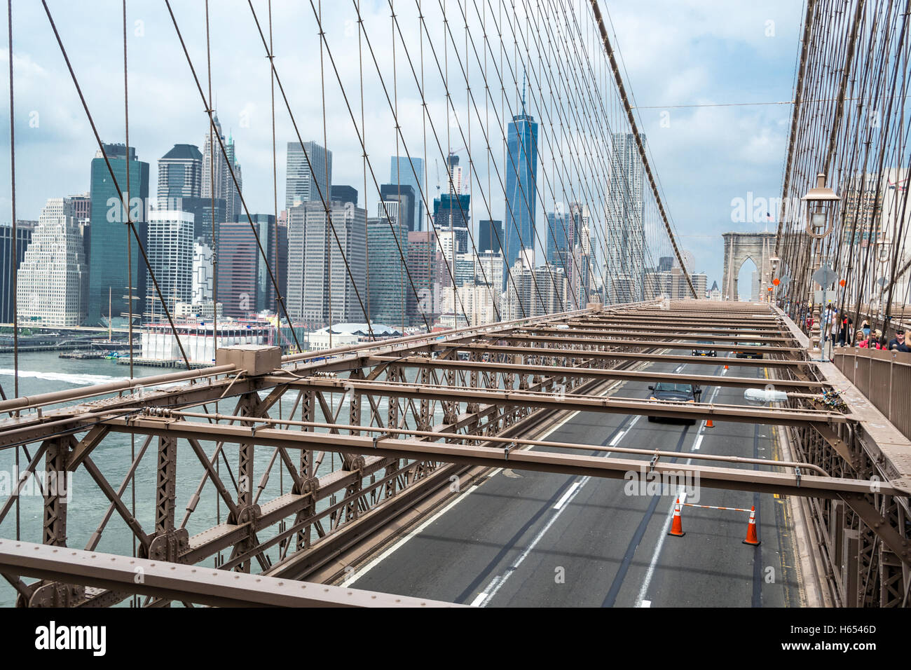 Brooklyn Bridge, die bedeutendsten Brücke in New York City Stockfoto
