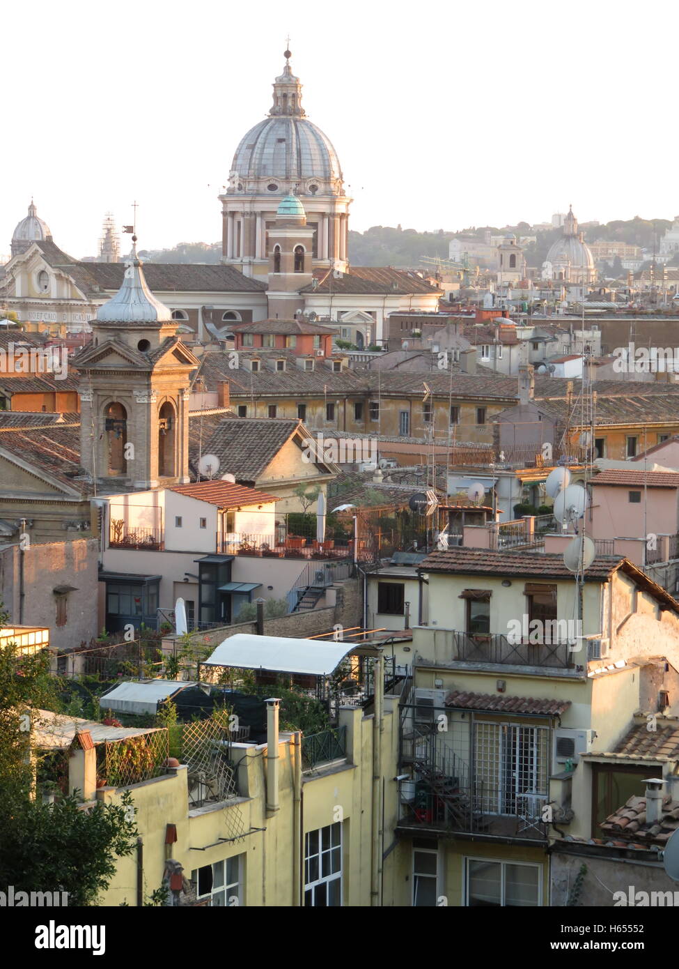 Blick über Rom vom Piazza Napoleone in Richtung Piazza del Popolo Stockfoto